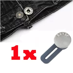 1x Unisex Cintura JEANS PLATEADOS Pantalones Falda Extensor Botón Retráctil - Imagen 1 de 5