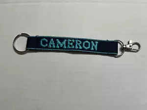 Cameron bestickte Namensarmband Schlüsselanhänger Schlüsselanhängsel mit Verschluss blau - Bild 1 von 3