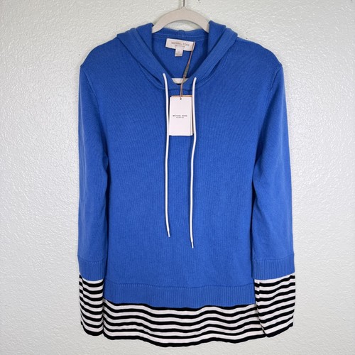 Michael Kors Collezione Maglione Donna Extra Large Cashmere Strati Felpa con Cappuccio NUOVO XL