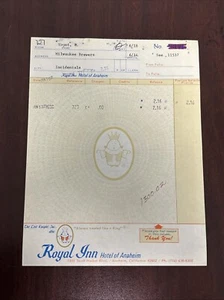 Robin Yount Vintage Hotel Checkout Receipt Royal Inn Milwaukee Brewers HOF - Picture 1 of 2