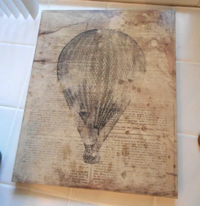 IMMAGINE MONGOLFIERA VINTAGE SU TELA AVVOLTA STAMPA 30" X 24" - Foto 1 di 5