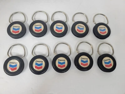 VTG lot of 10 Chevron Oil Gas Station  Pull Ring Keychain Pete Reding Salem OR - Image 1 of 2