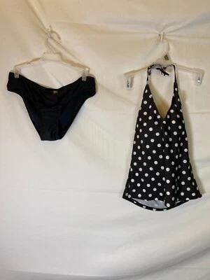 NEW NWT BOBBIE BROOKS SWIMSUIT 2 PIECE BIKINI SIZE 16 BLACK WHITE WOMENS XL - Image 1 of 2