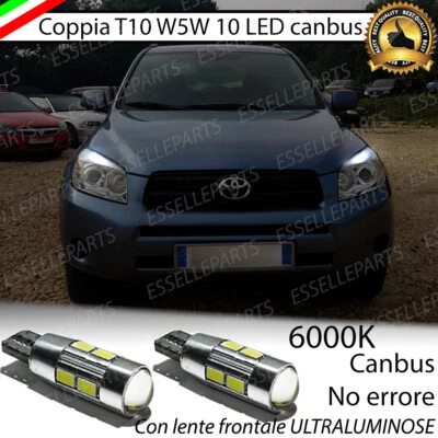 COPPIA LUCI POSIZIONE 10 LED PER TOYOTA RAV4 (MK3) T10 W5W CANBUS 6000K - Immagine 1 di 4