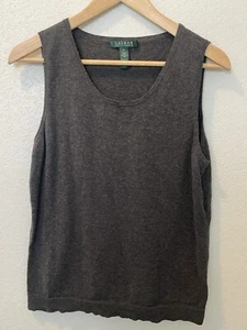 Suéter sin mangas Lauren Ralph Lauren mezcla de lana de cachemir gris talla grande - Imagen 1 de 5