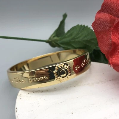 Signed Lilly Pulitzer "A Story Written in the Sun" Goldtone Bangle Bracelet 8" - Image 1 of 4