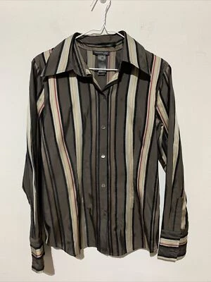 Kenneth Cole Women’s Size 8 Stripped Button Up Dress Shirt - Image 1 of 4