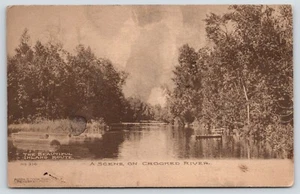 Petoskey Michigan~Crooked River~Beautiful Inland Route~c1910 Sepia Albertype - Picture 1 of 2