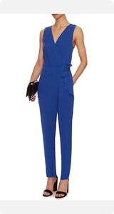 Diane von Furstenberg DVF Cordia Jumpsuit Cordia Blue Crepe Wrap Front Size 6