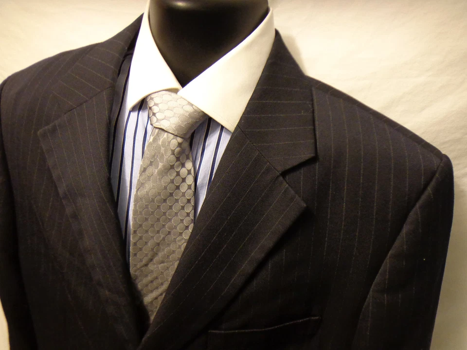 Abrigo Deportivo Merona Negro Rayas 42L Mezcla Poliéster Blazer 3 Botones Foto 1 de 1