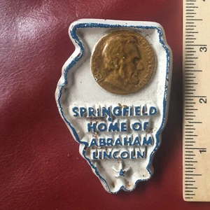Large Illinois-shaped Lincoln neckerchief slide. Torchy Plastics - Picture 1 of 2
