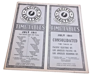 JULY 1911 PACIFIC ELECTRIC PUBLIC TIMETABLE - Picture 1 of 1