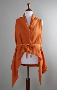 BRYN WALKER NWT $82 Isa Solid Orange Light 100% Linen Vest Jacket Top Size Large - Picture 1 of 6