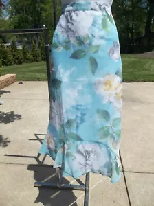 NWT ALFRED DUNNER AQUA LARGE FLOWER PRINT FEMININE SKIRT XL - Picture 1 of 1