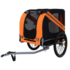 120 LB Large Folding Bike Trailer All-Terrain Steel Pet Carrier, Black-Orange - Picture 1 of 18