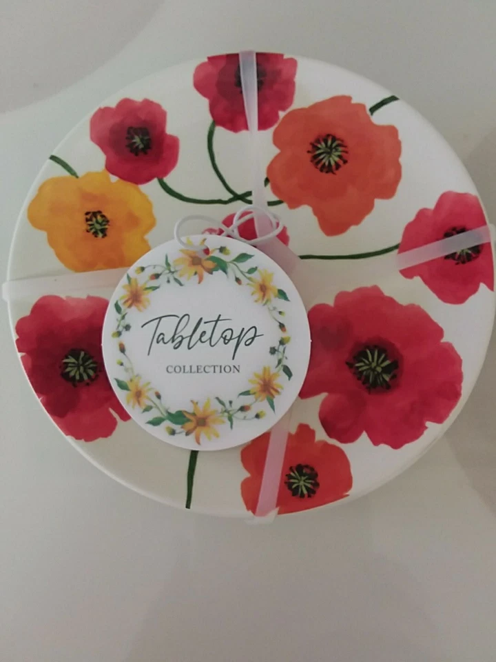 Set of 4 Maxcera Tabletop Collection 6" Appetizer Plates with Poppy Design - Изображение 1 из 4