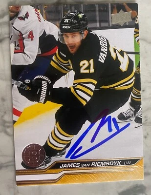 James van Riemsdyk autografado Boston Bruins Upper Deck cartão e certificado de autenticidade - Imagem 1 de 2