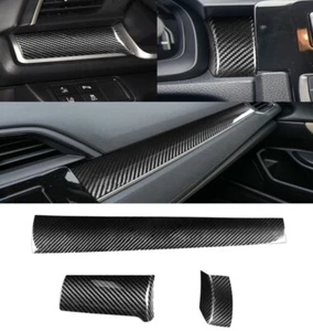 Gloss Real Dry Carbon Fiber Dash Trim Overlay Cover Fits 16-21 Civic 10th - Picture 1 of 5