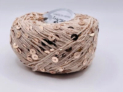 Lentejuelas de algodón beige 81556 hilos de hielo 50 gr 125 yardas DK lentejuelas grandes y pequeñas Foto 1 de 4