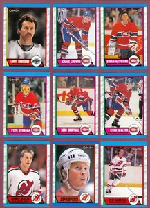 1989-90 OPC O PEE CHEE NHL HOCKEY CARD 221-330 & BOX BOTTOM & WRAPPER SEE LIST