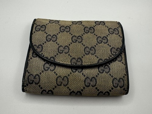 Raro portafoglio vintage Gucci blu navy logo GG mini bacio lock portamonete