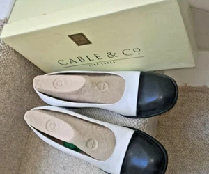 CABLE & Co Navy and white, wide heels for comfort size 5, hight of fashion, good - Picture 1 of 3