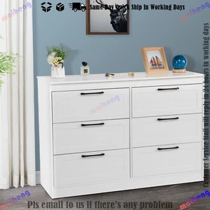 6 Drawers Dresser Chest of Drawers Modern Wood Storage Organizer for Bedroom - Picture 1 of 8