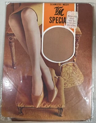 Medias vintage años 60 Nylons Riegel VM malla especial sin costuras 9-1/2 especias nuevas de stock Foto 1 de 4