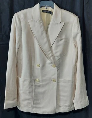 Ralph Lauren 女式双排扣西装外套象牙色 6 码 — 第 1/4 张图片