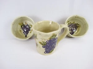 TAZZA CABERNET Uva dipinta a mano semi capesante increspata 2 ciotole abbinate - Foto 1 di 4