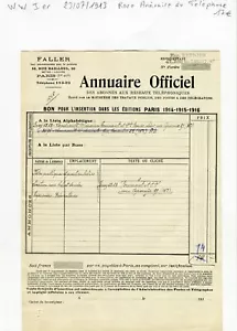 Paris I er 10 Rue Bailleul - Rare Annuaire Officiel du Téléphone du 23/07/1913 - Bild 1 von 1