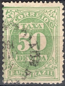 BRAZIL 1895/901 POSTAGE DUE STAMP Sc. # J 20d PERF: 13x11 USED - Picture 1 of 2