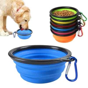 Alimentador portátil de silicona para gatos perros tazón dispensador para mascotas exterior AZUL - Imagen 1 de 3