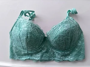 Victoria’s Secret PINK Lace Coral Green Bustier Bra 36C - Picture 1 of 6
