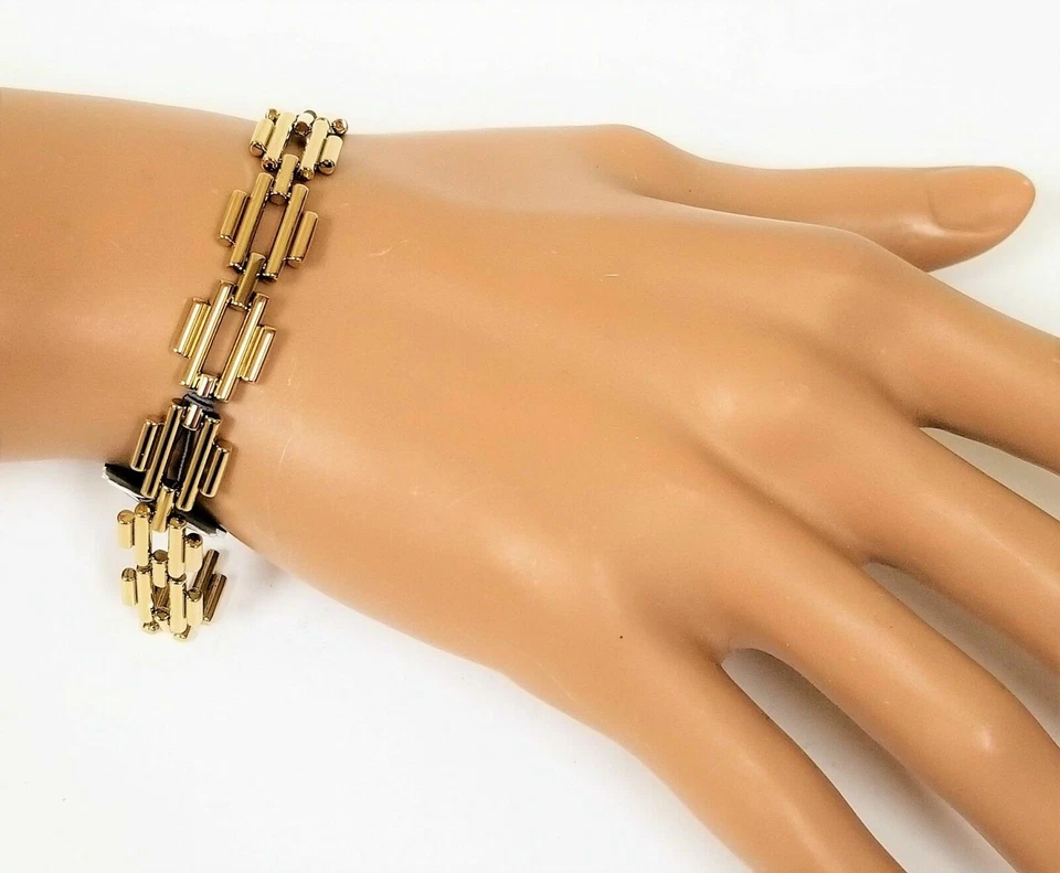 NUEVO BRAZALETE ESLABÓN CADENA ACERO INOXIDABLE TONO ORO LATÓN ANTIGUO FÓSIL  Foto 1 de 1