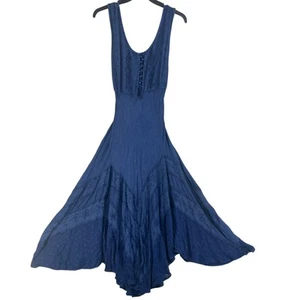 Vestido My Choice Mujer 3X Acampanado Azul Boho Pañuelo Dobladillo Bordado Festival - Imagen 1 de 17