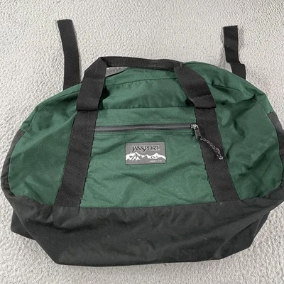 Mochila de Lona Jansport De Colección Verde Negra Grande Bolsa de Viaje para Gimnasio Hecha en EE. UU. Foto 1 de 4