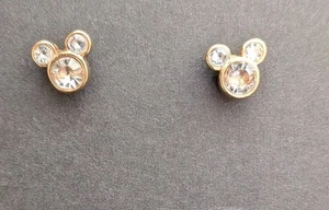 PENDIENTES PEQUEÑOS MICKEY MOUSE CON CRISTALES. TONO DORADO - Imagen 1 de 4