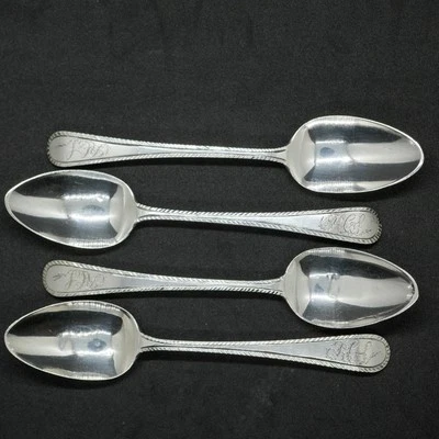 Набор из 4 антикварных чайных ложек Bateman из чистого серебра 1800 г. Георг III - Изображение 1 из 4
