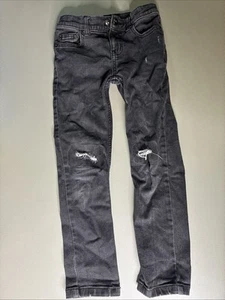 Wonder Nation Charcoal Distressed Snap Button Denim Jeans | Girls Size 7 Slim - Picture 1 of 6