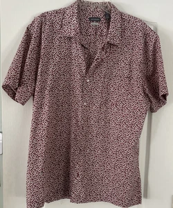 EUC Van Heusen Men's Camp Shirt XL Regular Fit Short Sleeve Button Up Red Print - Picture 1 of 9