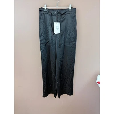 Witchery Pants Womens 8 Black Acetate Blend Wide Leg High Rise Dressy Trousers - image 1 of 4