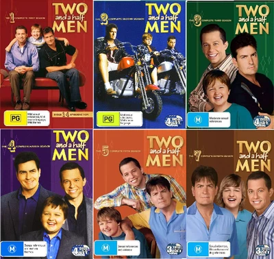Two and A Half Men Complete Season 1 2 3 4 5 7 Box Set DVD Region 4 Brand New - Image 1 of 4