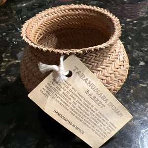 VTG Small Tarahumara Indian Basket Double Weave Pine Needle HAND WOVEN - Picture 1 of 14