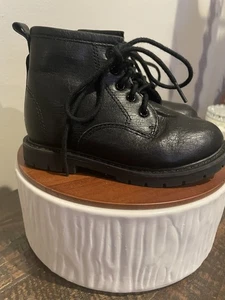 Zara Toddler Black Combat Boots. Size 6. Lace Up/ Side Zip Closure. - Picture 1 of 15