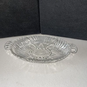 Antique Hazel Atlas #254 Crystal Pressed Glass Oval 6 1/2” Candy Pickle Dish - Picture 1 of 6