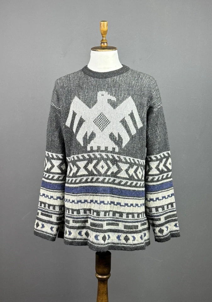 Vintage CHEVIGNON ANDJAKORDA Gray Cowichan Knitting Oversize Sweater Size XL - Image 1 of 4