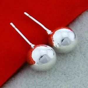 Pendientes de pernos de plata esterlina 925 rellenos de 10 mm huecos para mujer joyería regalo - Imagen 1 de 3