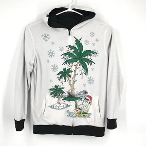 Quiksilver Mens Sweater XL White Black Reversible Hoodie Sweatshirt Christmas - Picture 1 of 22