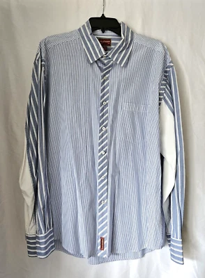 Tommy Hilfiger XXL красный ярлык джинсовой ткани синий белый в полоску кнопка вверх опрятный рубашка - Изображение 1 из 4